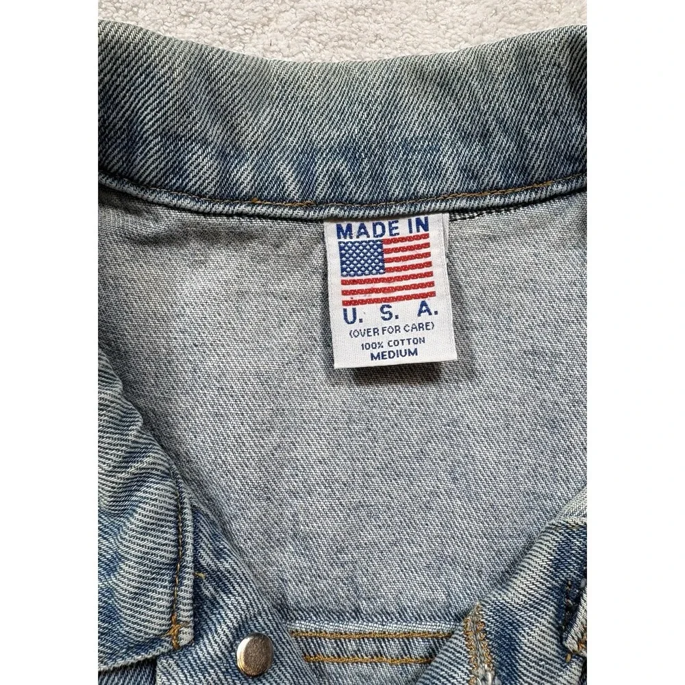 VTG ATSF Railroad Santa Fe Men's Train Denim Embossed Jean Jacket Med USA -2202